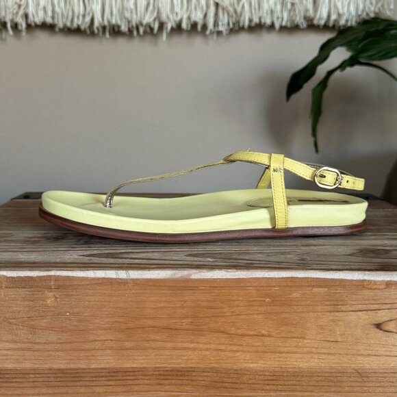 Sam Edelman Naomi Butter Yellow Croc Thong Angle Strap Thong Flat Sandal Size 8 - Picture 7 of 17
